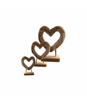 Coeur en teck sur socle