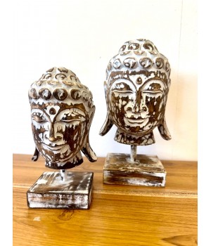 Tête de Buddha en bois...