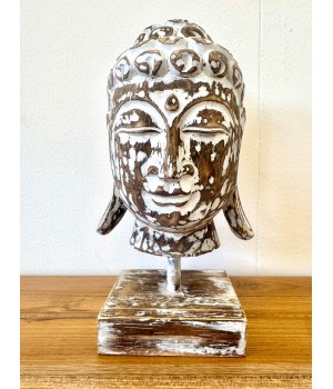 Tête de Buddha en bois...