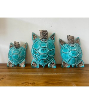 Tortue en bois turquoise MM